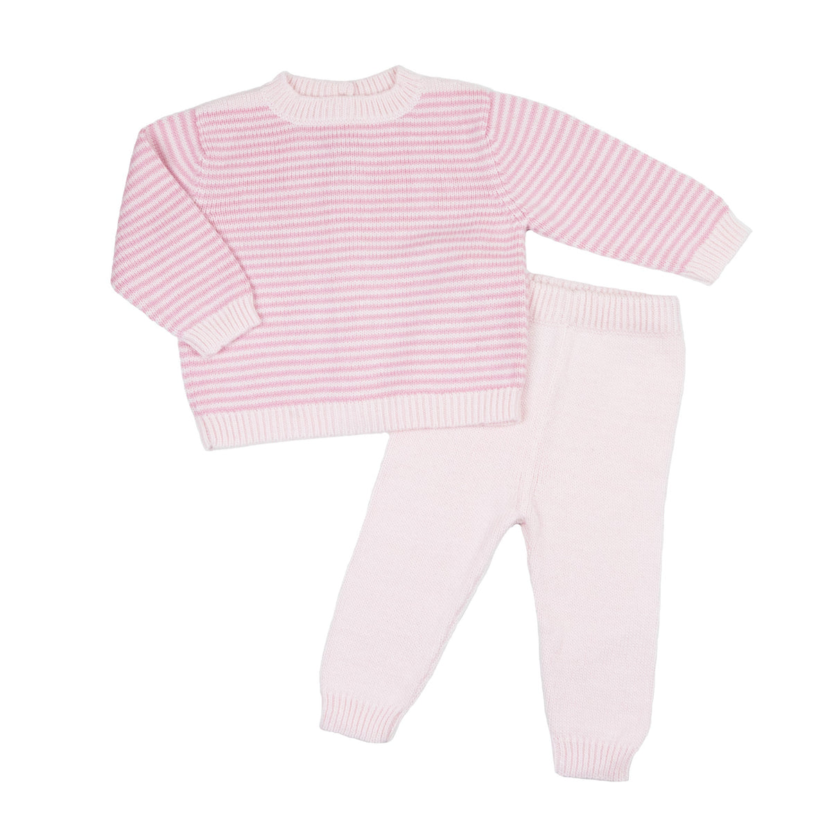 Baby Knit Sweater And Pant Set — Pink Stripe