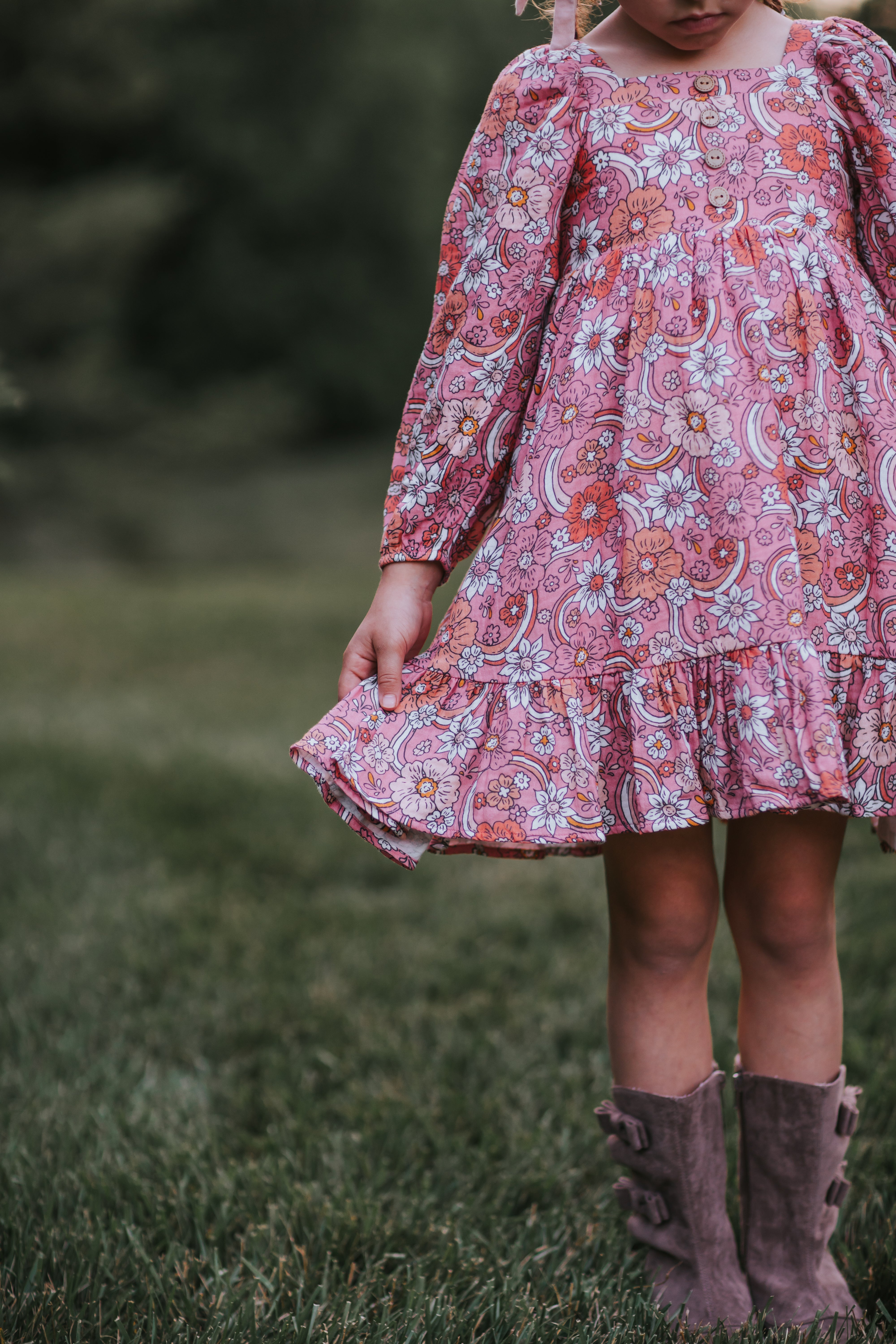 Puff Sleeve Gauze Dress - Cider Sunrise