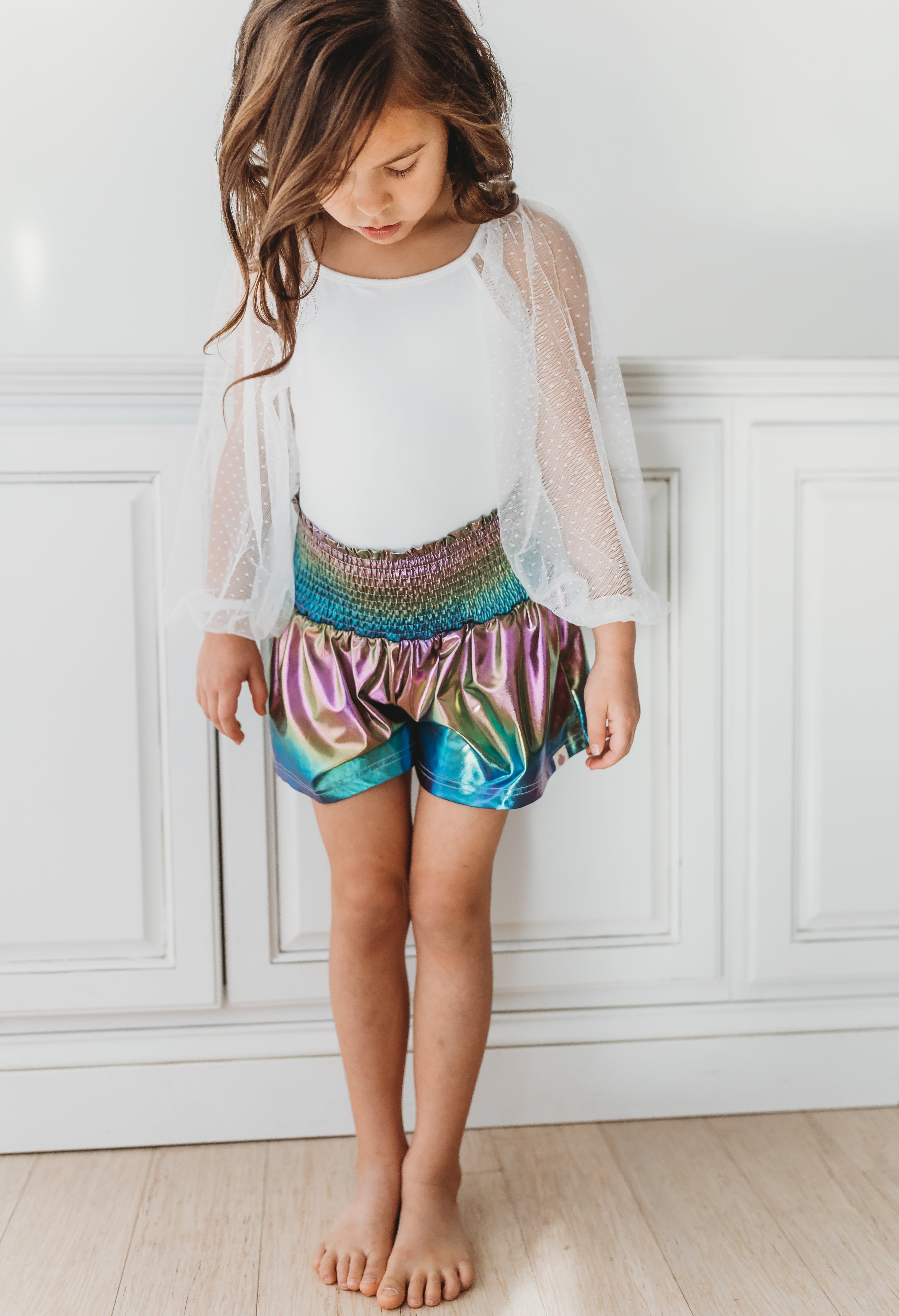 Flowy Metallic Shorts - Iridescent Dreams