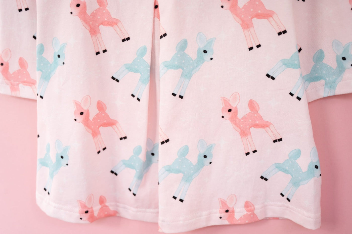 Retro Pink And Teal Deer Winter Peter Pan Collar Dress