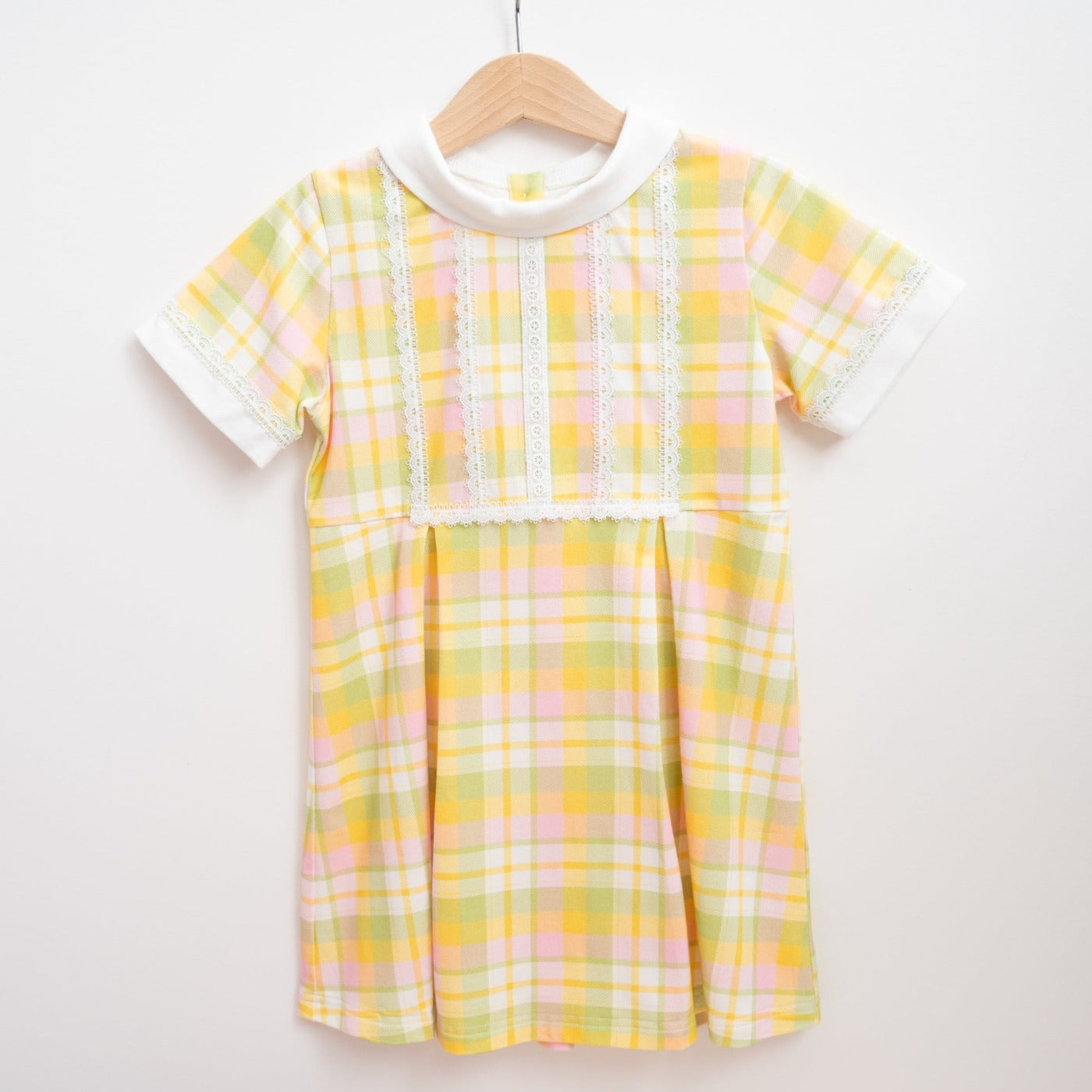 Retro Plaid Collar Dress For Toddler Girls