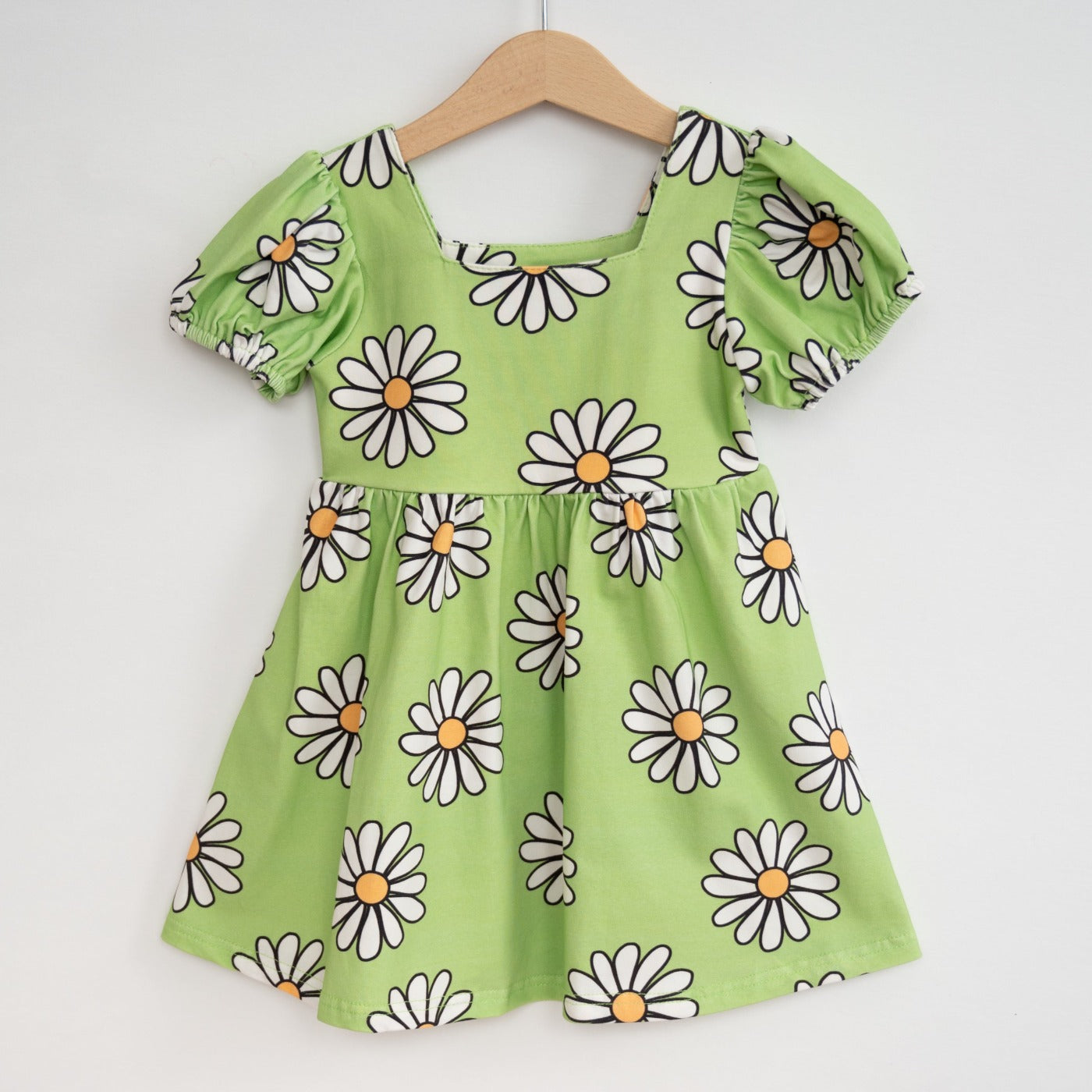 Green Daisy Girls Dress For Spring And Summer