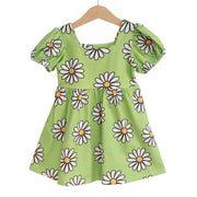 Green Daisy Girls Dress For Spring And Summer