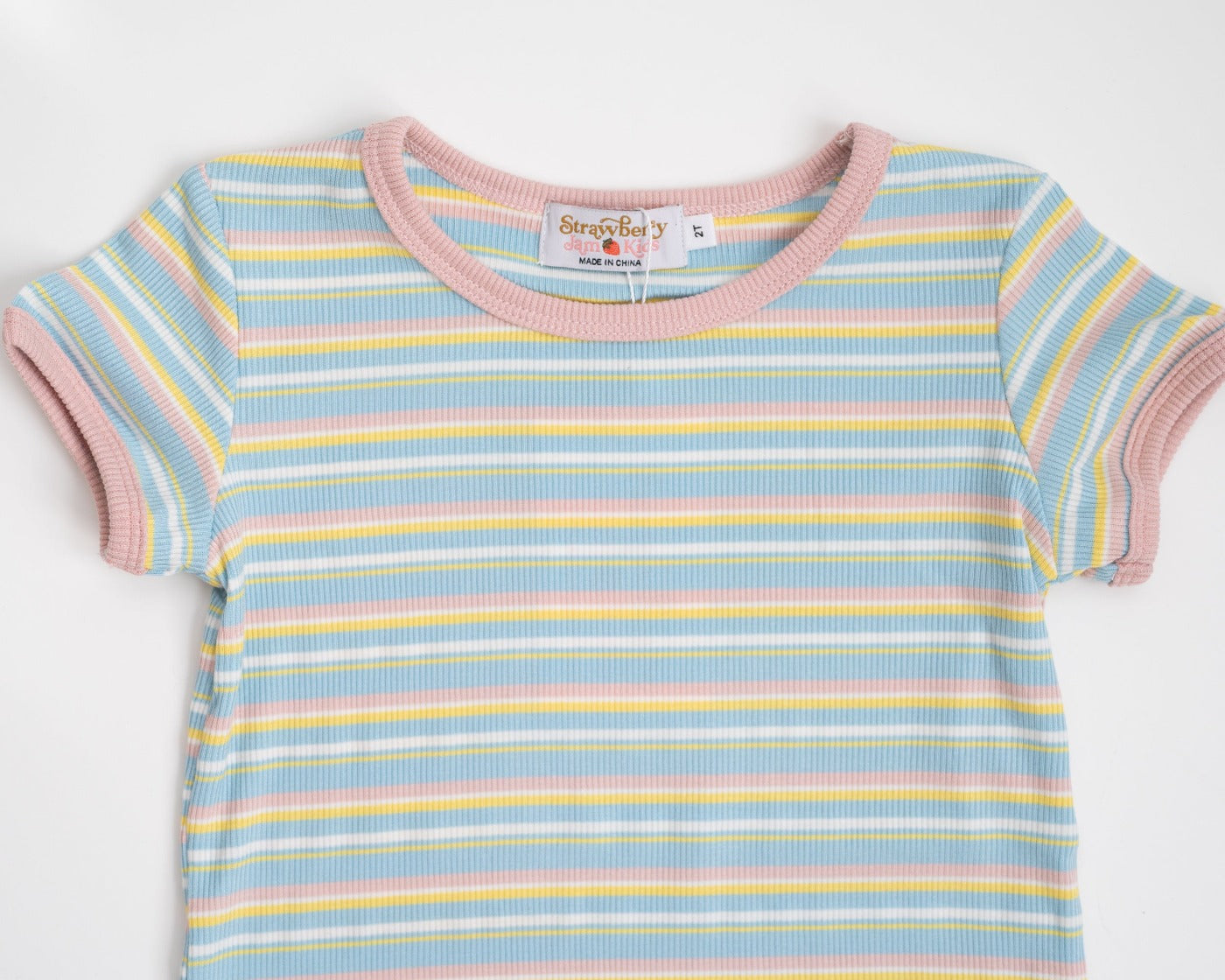 Striped Ringer T-shirt In Light Blue For Baby, Toddler And Kids