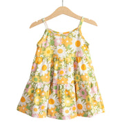Green 60s Flower Power Girls' Tank Top Dress