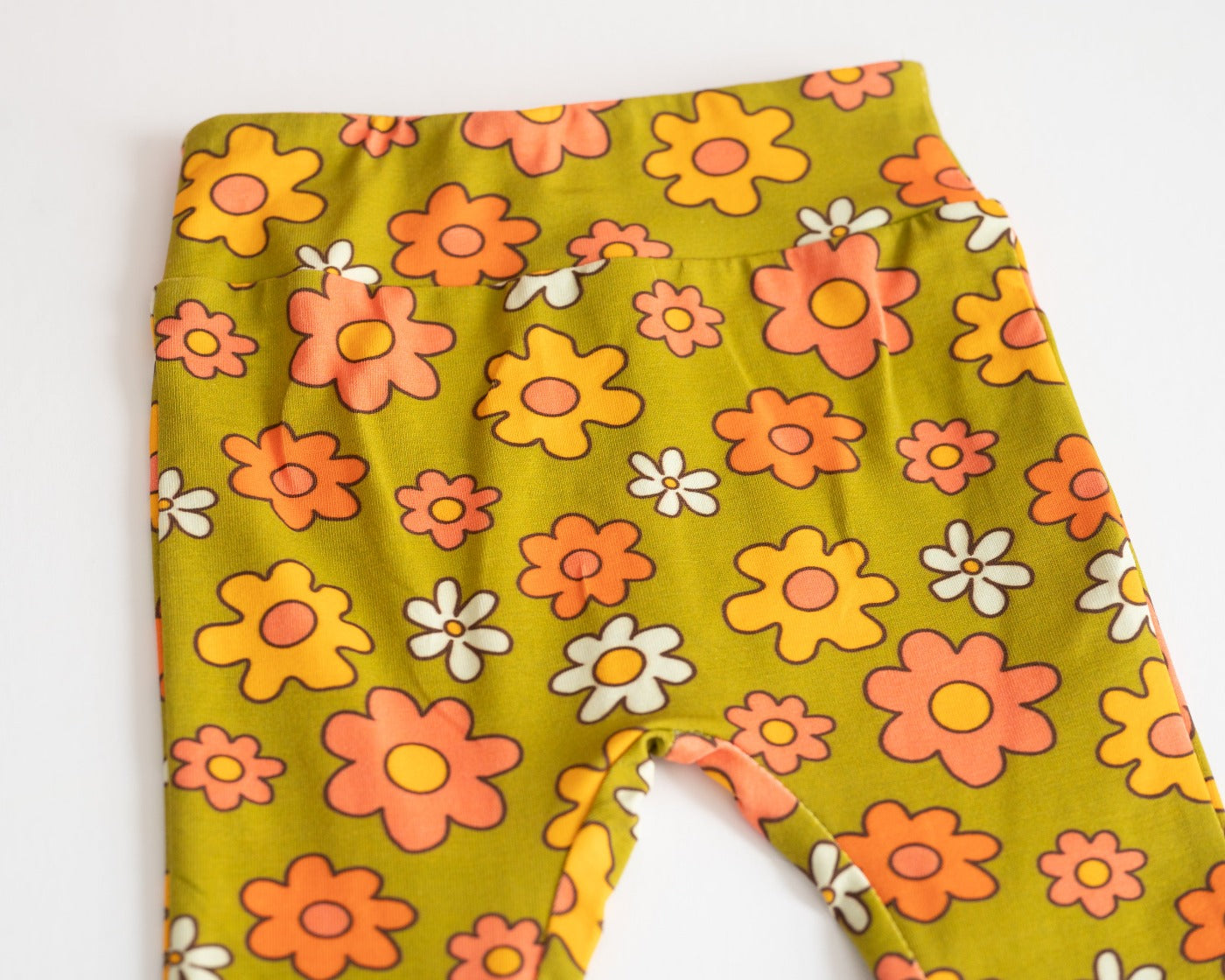 Green Flower Power Girl’s Bell Bottom Leggings