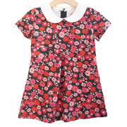 Retro Navy And Pink Flower Power Peter Pan Collar Dress