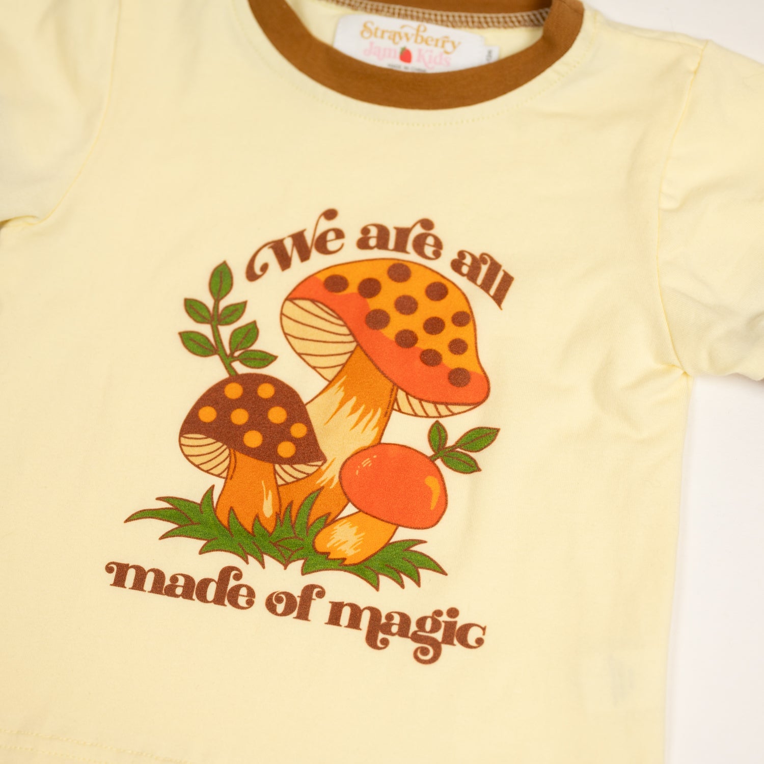 Kids Retro Graphic Tee With Mushrooms