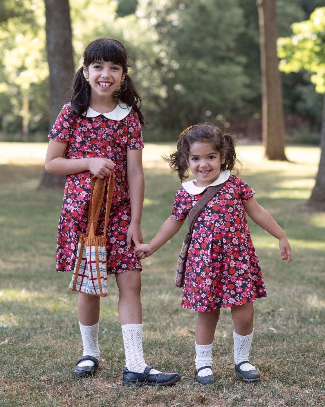 Retro Navy And Pink Flower Power Peter Pan Collar Dress