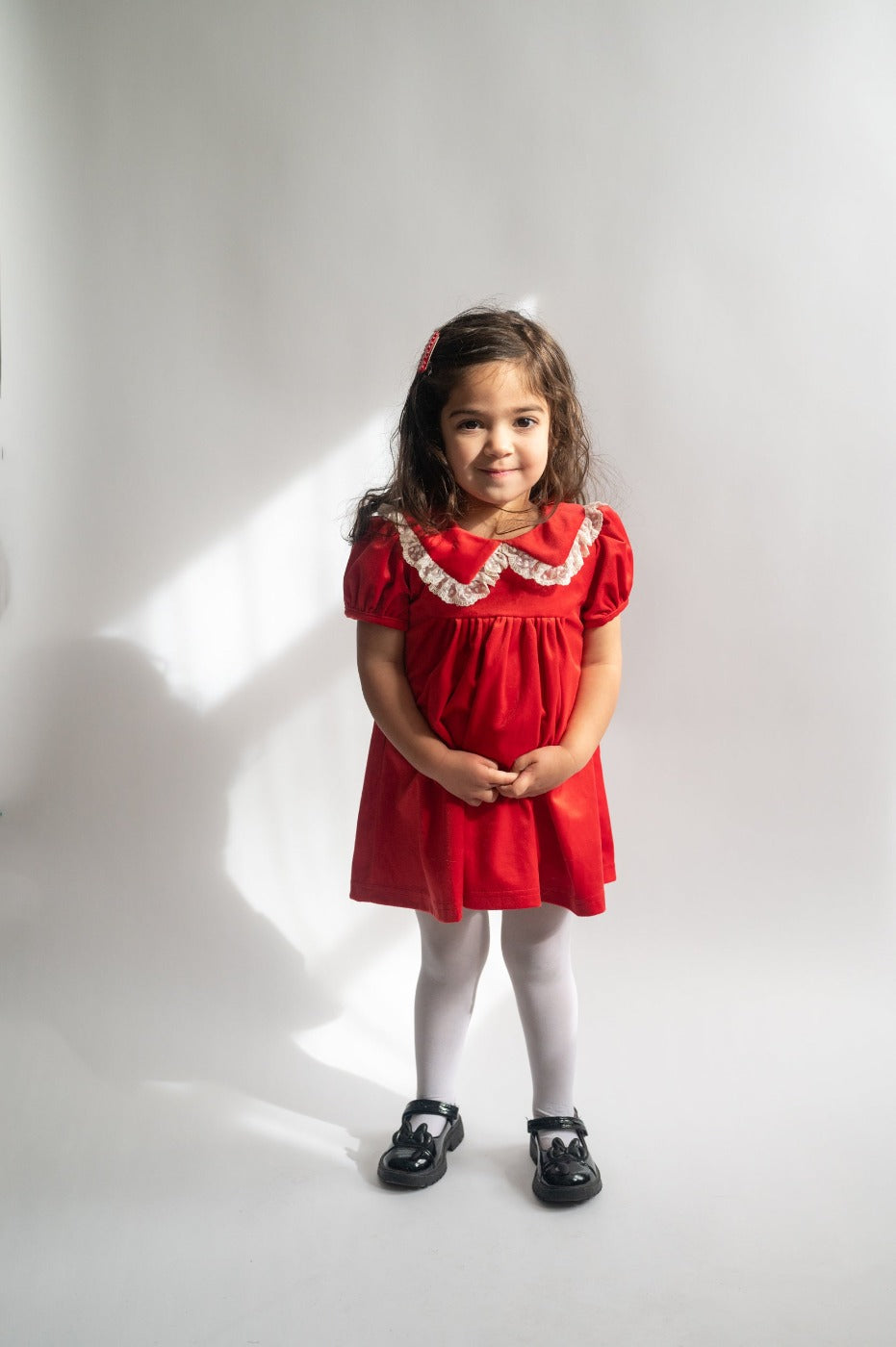 Red Christmas Dress In Velvet For Girls