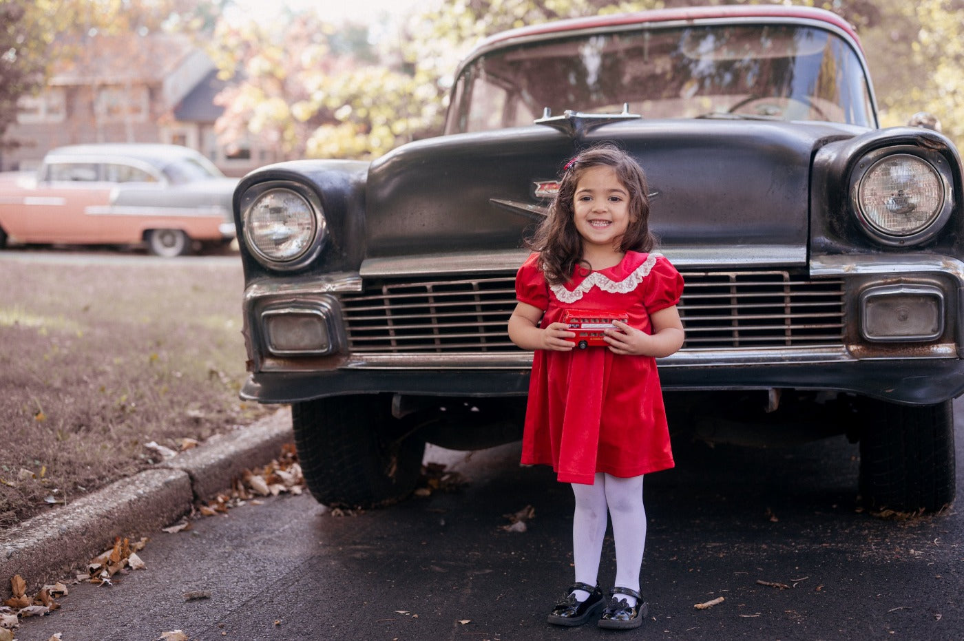 Red Christmas Dress In Velvet For Girls