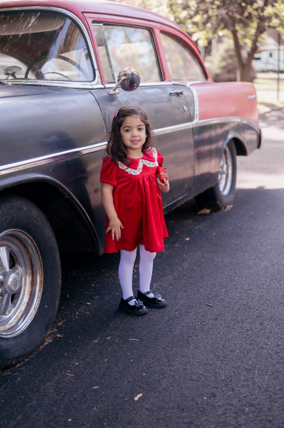 Red Christmas Dress In Velvet For Girls