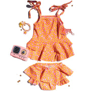 Pink And Yellow Two Piece Ruffle Swimsuit Baby Toddler Girls