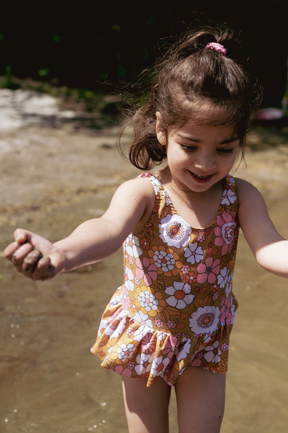 Boho Flower Power One Piece Swimsuit For Baby, Toddler And Girls