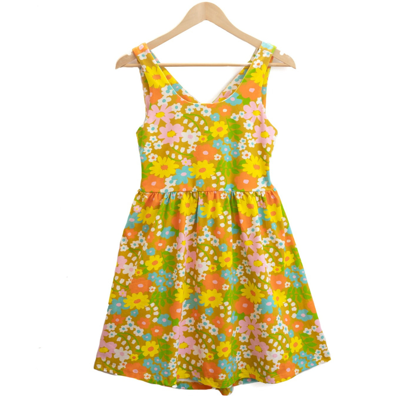 Sixties Floral Women's Criss Cross Back Summer Dress