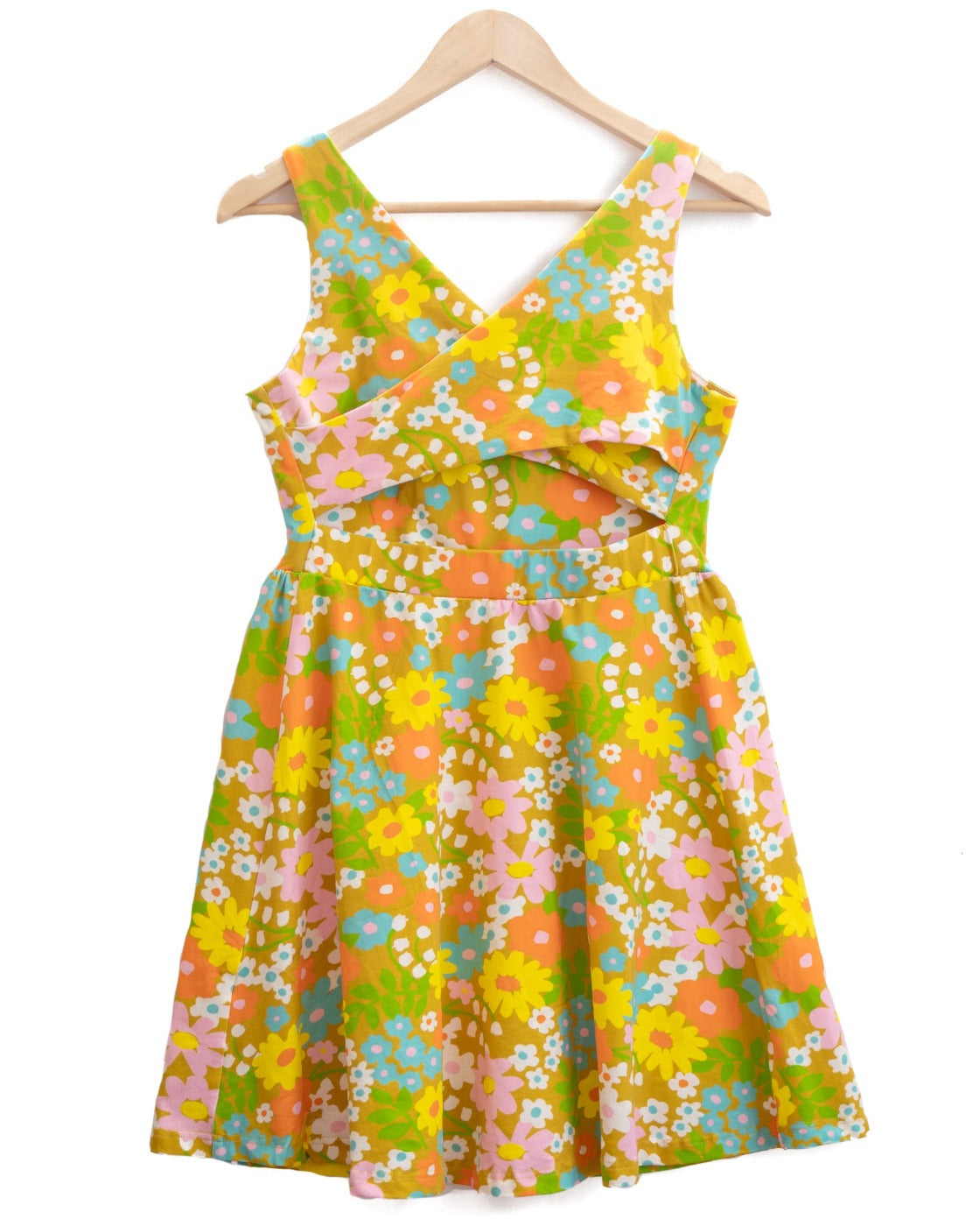 Sixties Floral Women's Criss Cross Back Summer Dress