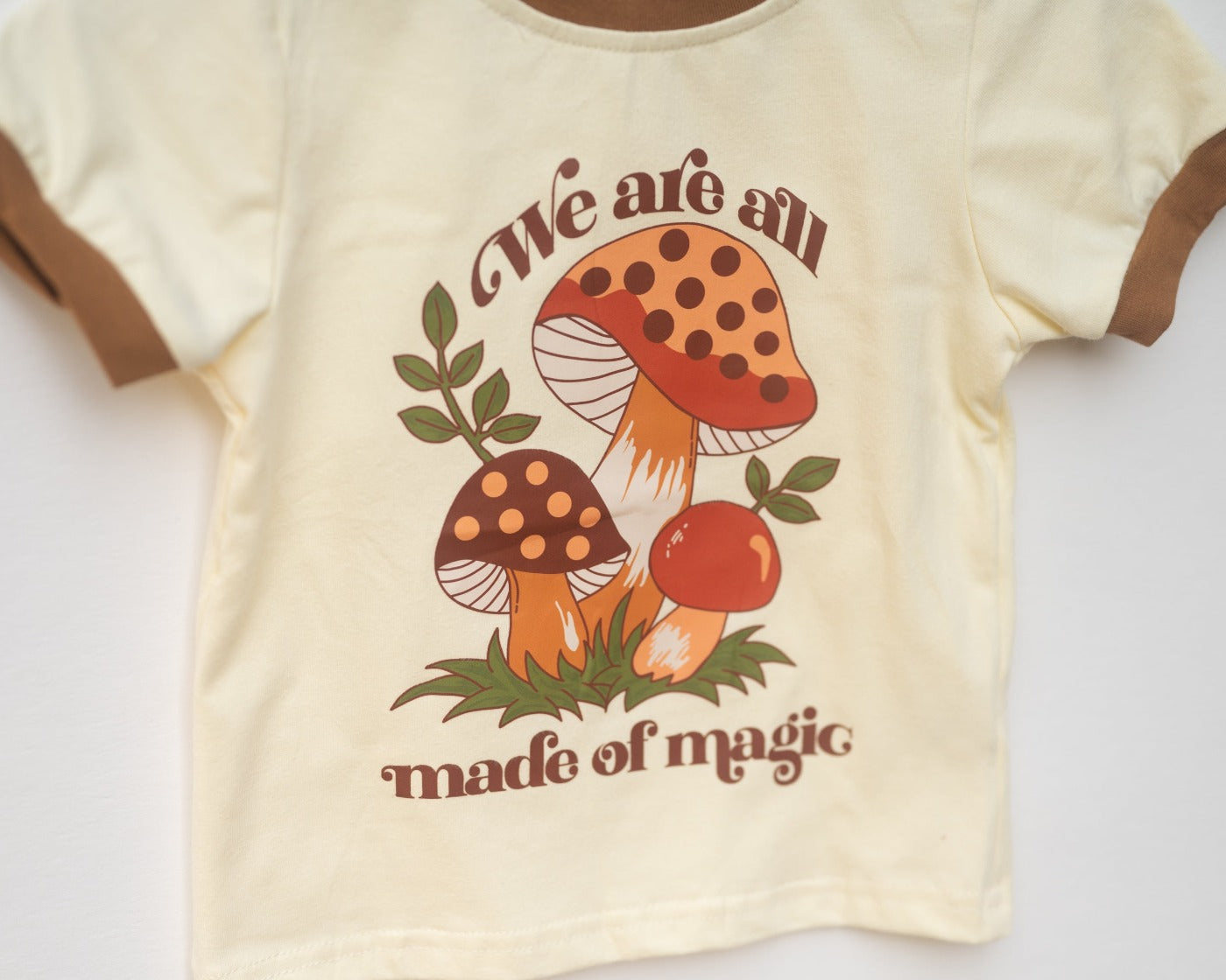 Kids Retro Graphic Tee With Mushrooms