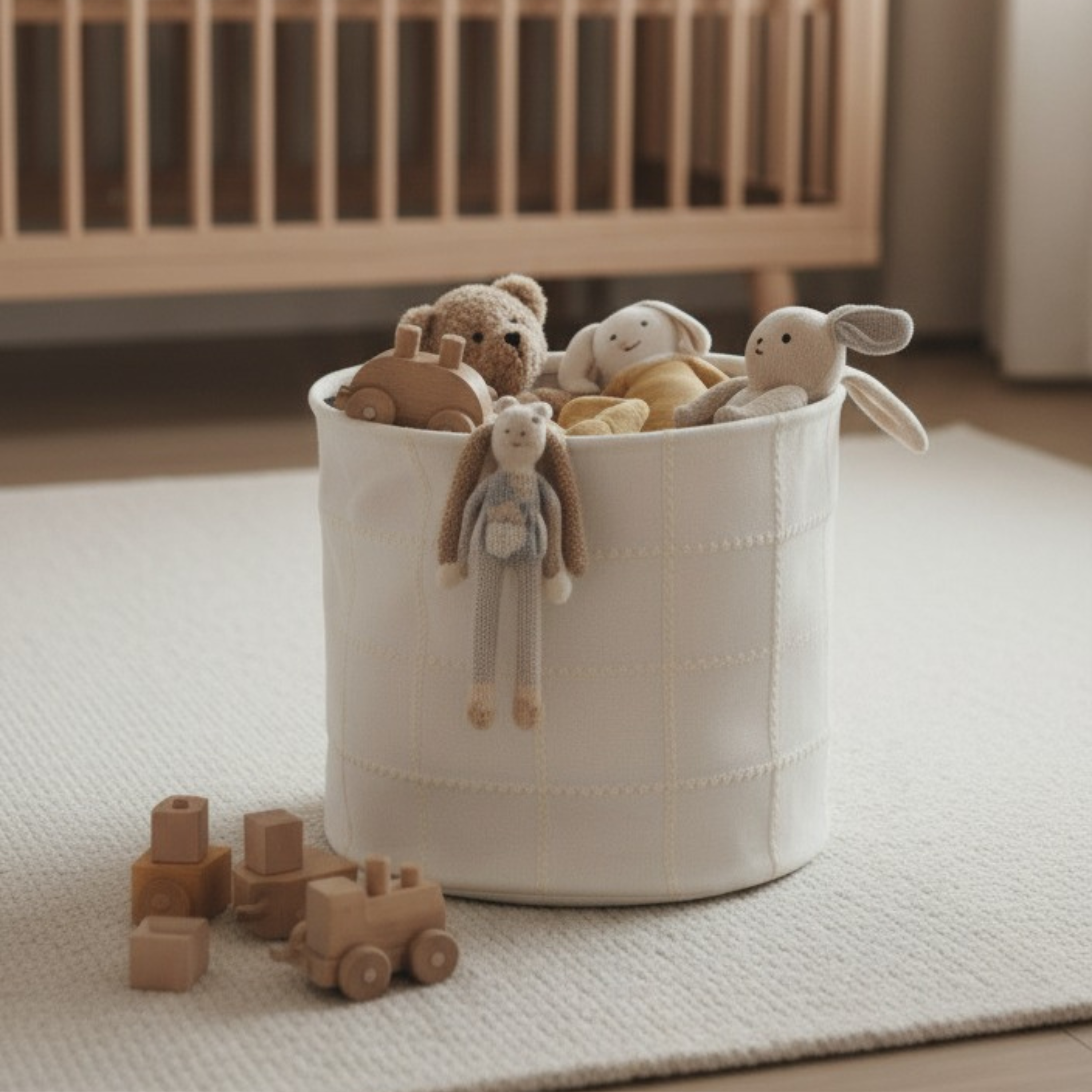Handmade Canvas Storage Basket Mesh Lace -oat
