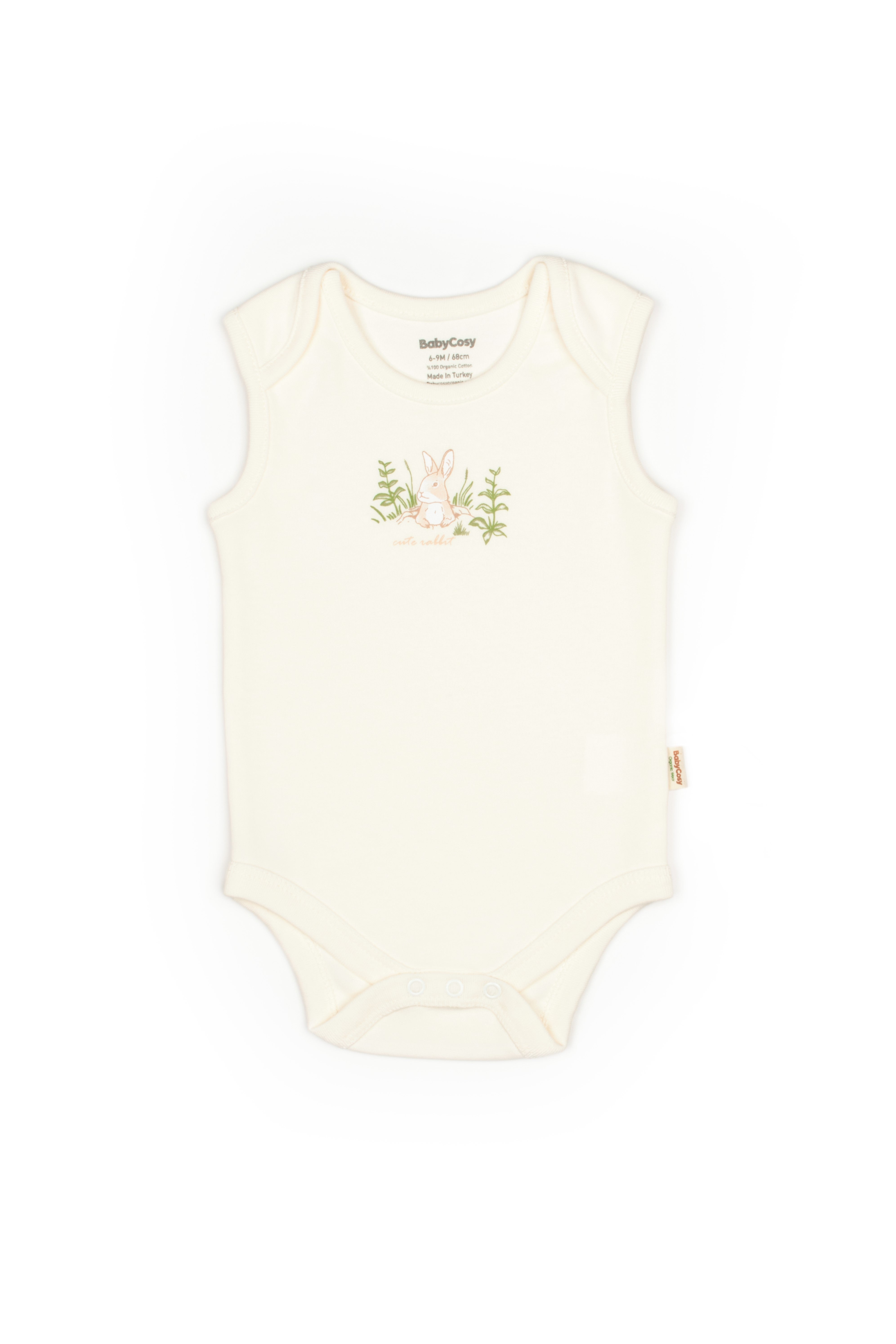 Ecru Bunny Sleeveless Organic Bodysuit