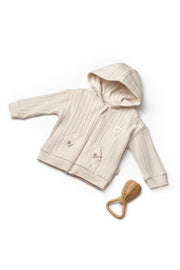 Organic Ribbed Polka Dot Zip-up Jacket