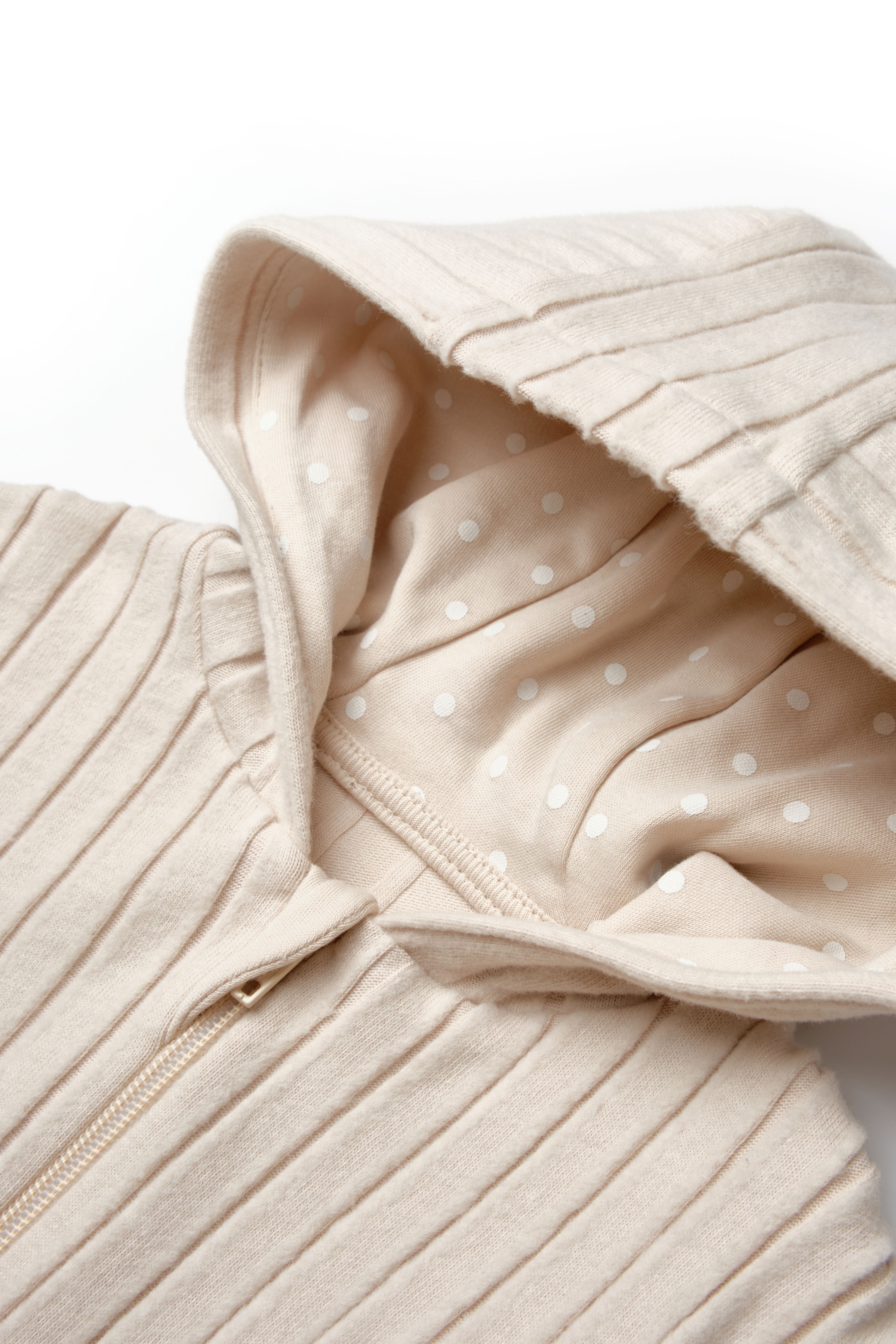 Organic Ribbed Polka Dot Zip-up Jacket