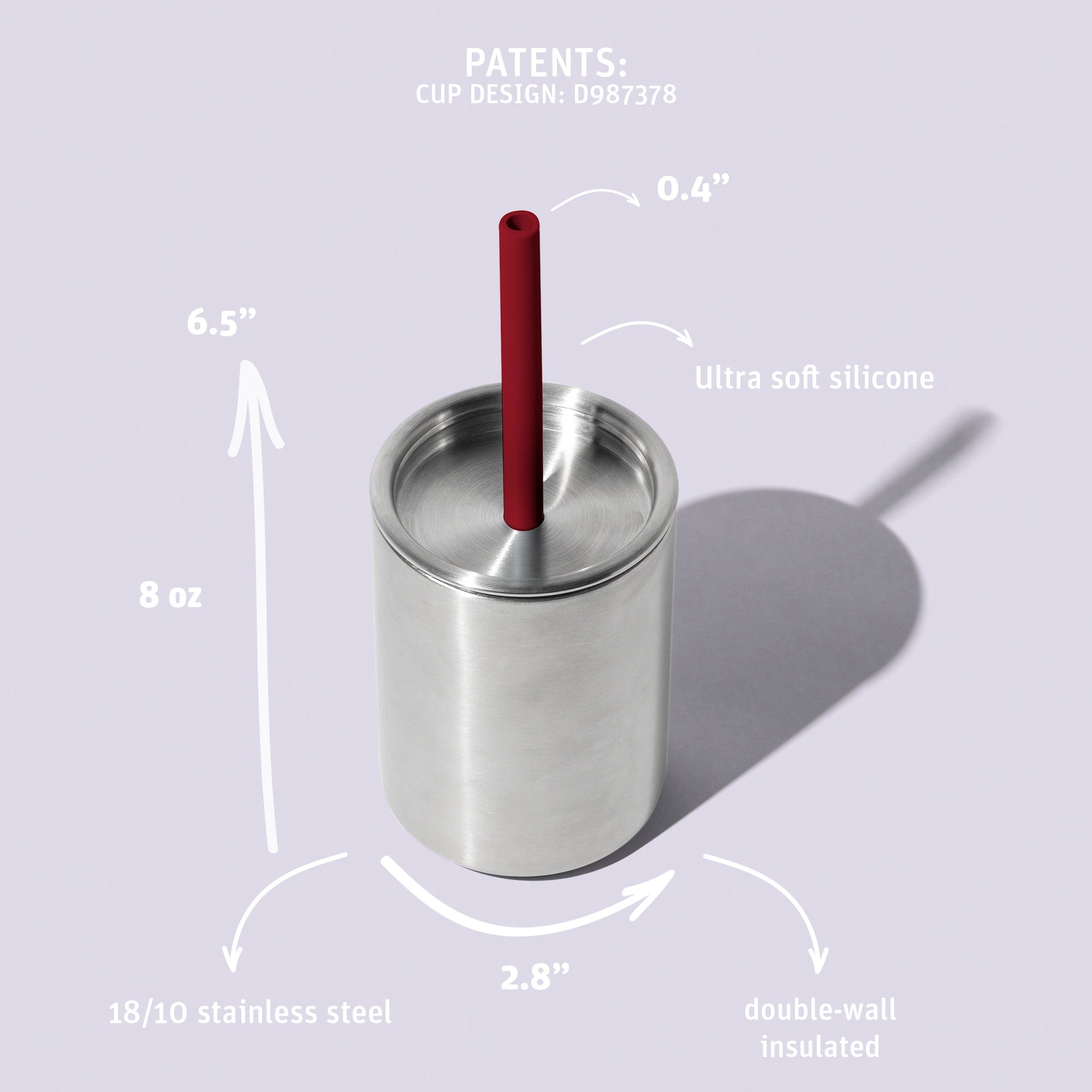 8 Oz. Avanchy Stainless Steel Baby Toddler Spill Proof Cup With Straw