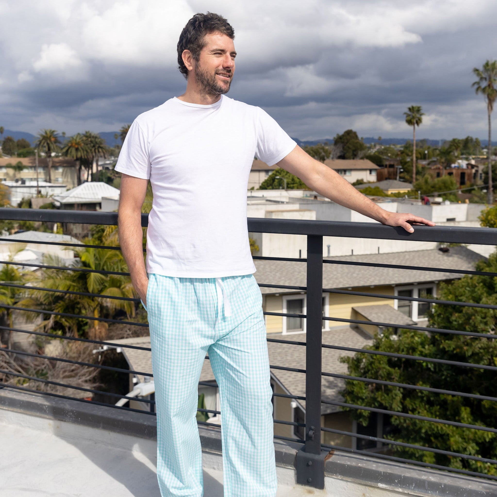 Men's Hepburn Gingham Mint Pj Pants