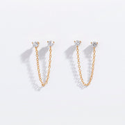 Double Cz Chain Studs
