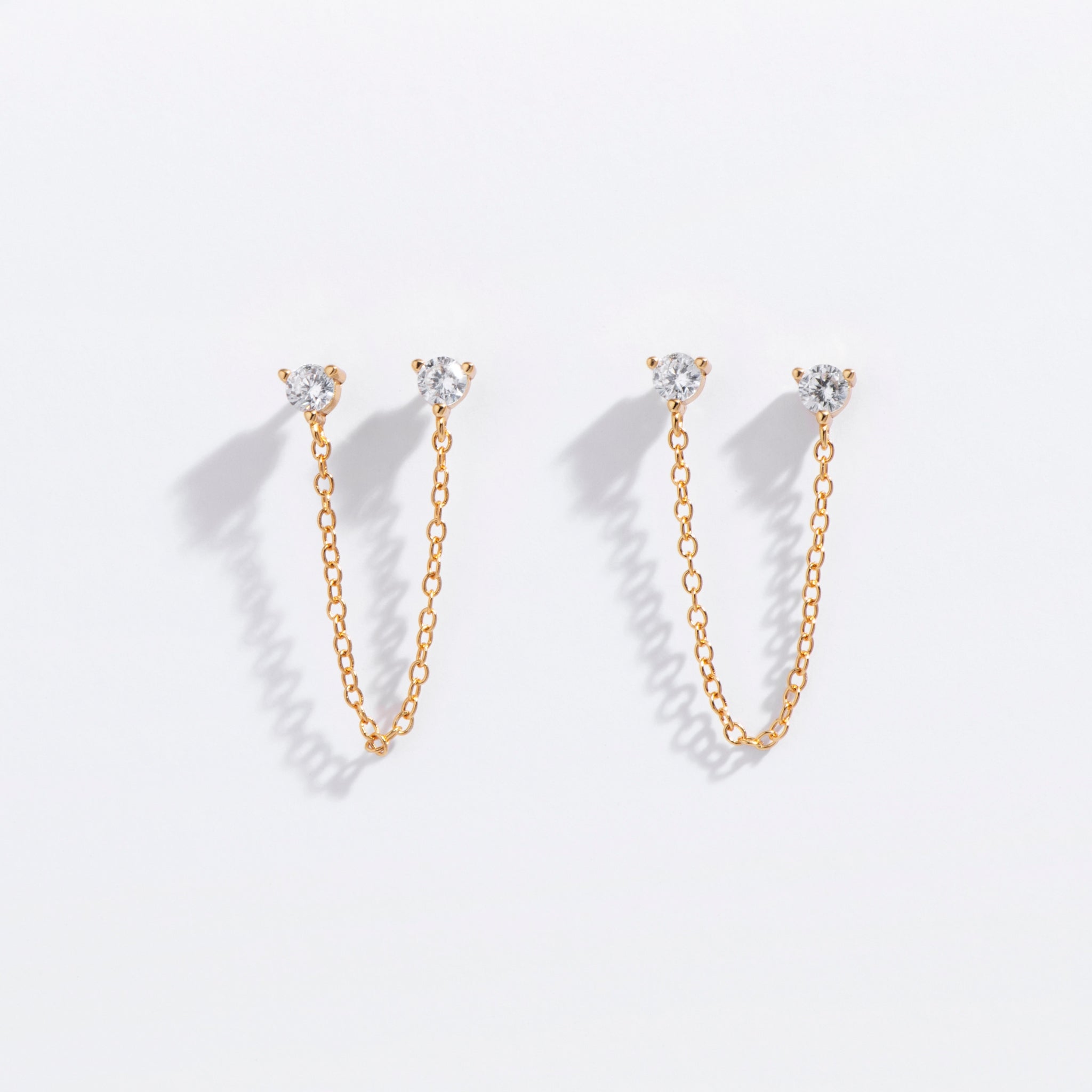 Double Cz Chain Studs