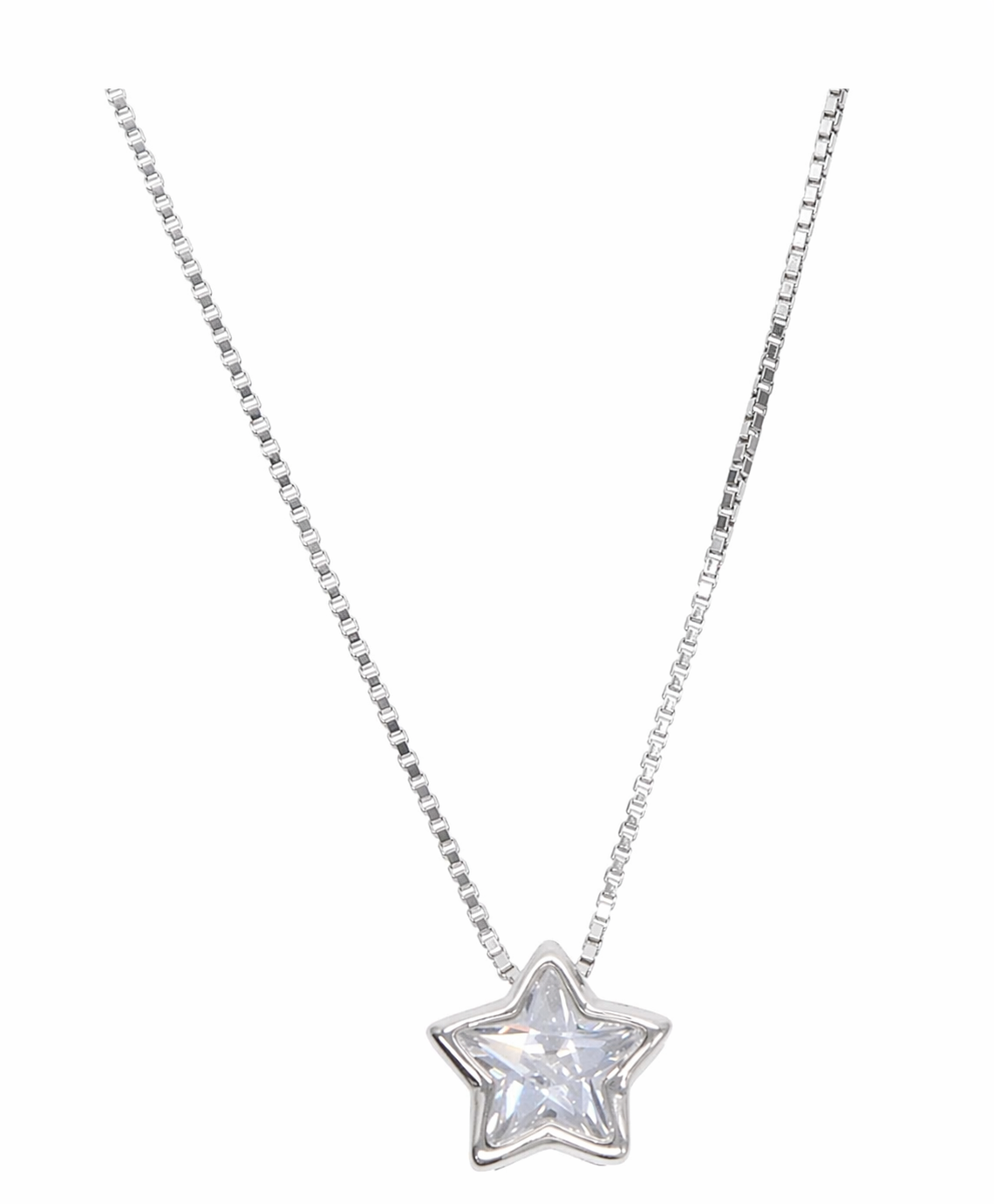 Cz Bezel Necklace - Star
