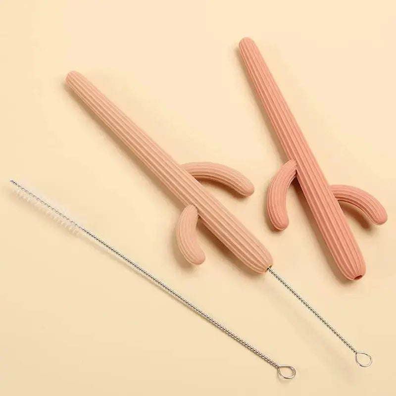 Cactus Silicone Teether & Straw For Kids And Adults
