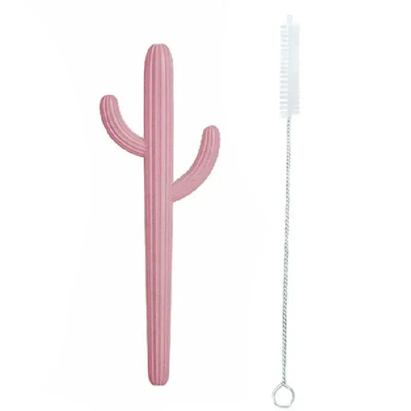 Cactus Silicone Teether & Straw For Kids And Adults