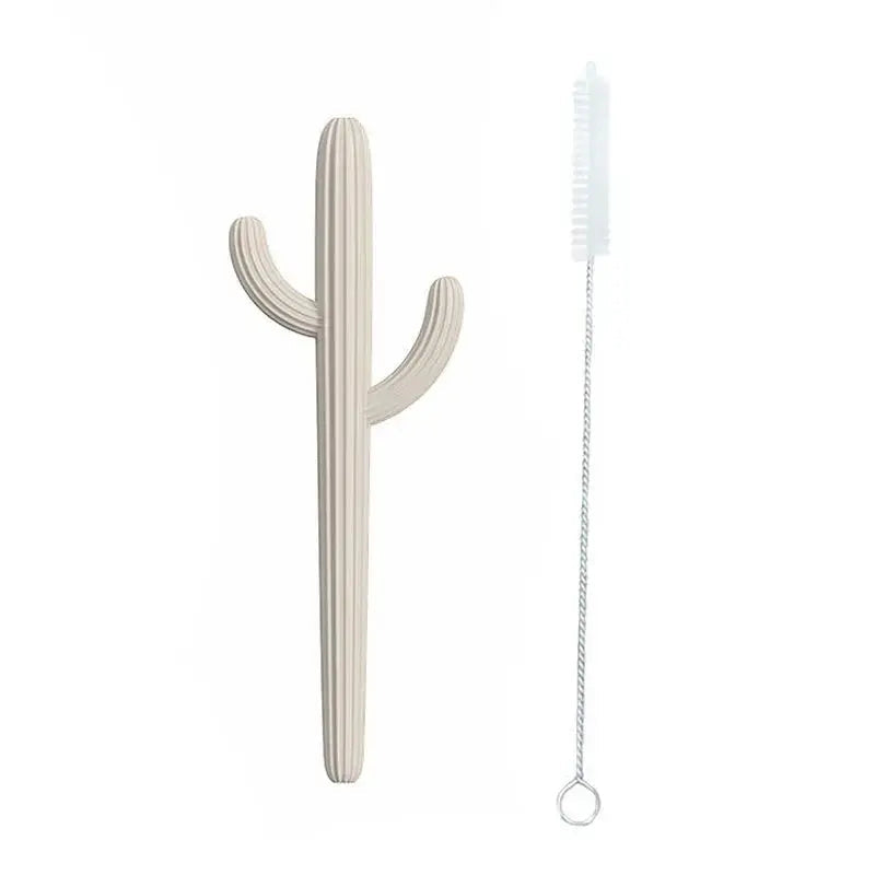 Cactus Silicone Teether & Straw For Kids And Adults