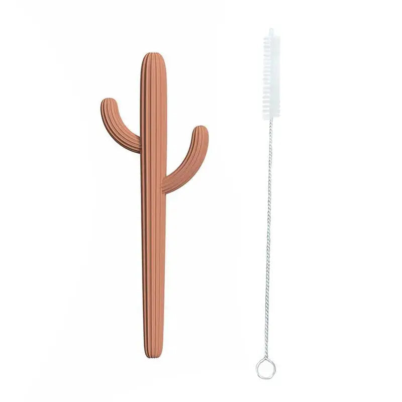 Cactus Silicone Teether & Straw For Kids And Adults