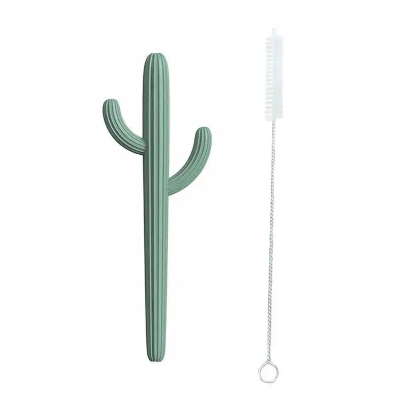 Cactus Silicone Teether & Straw For Kids And Adults