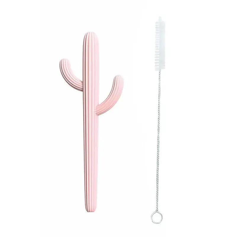 Cactus Silicone Teether & Straw For Kids And Adults
