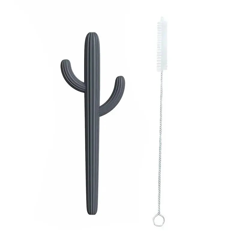Cactus Silicone Teether & Straw For Kids And Adults