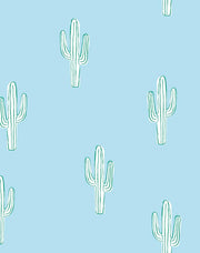 'cactus' Wallpaper By Tea Collection - Baby Blue