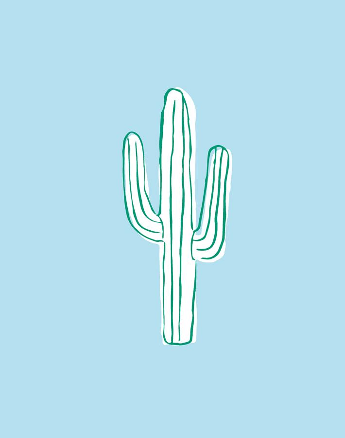 'cactus' Wallpaper By Tea Collection - Baby Blue