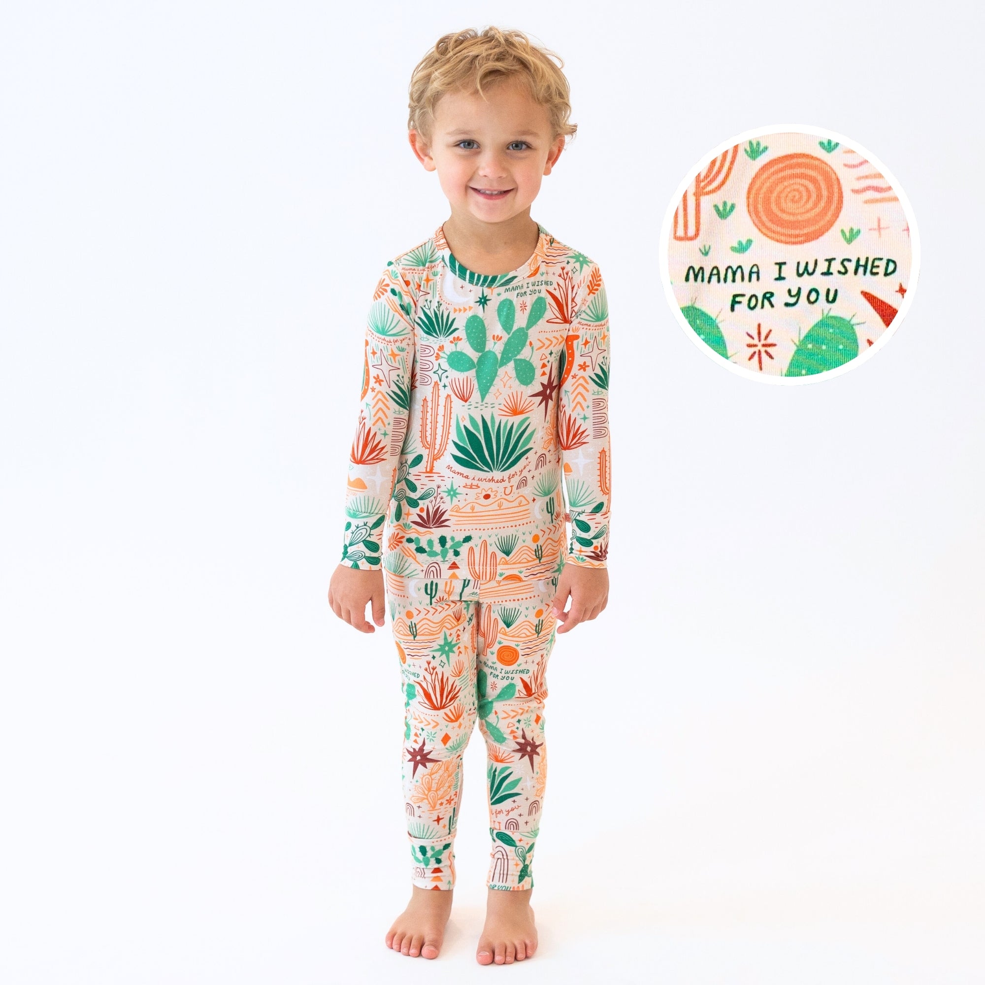 The Second-skin 2-piece Long Sleeve Pajama | Desert Cactus (beige)