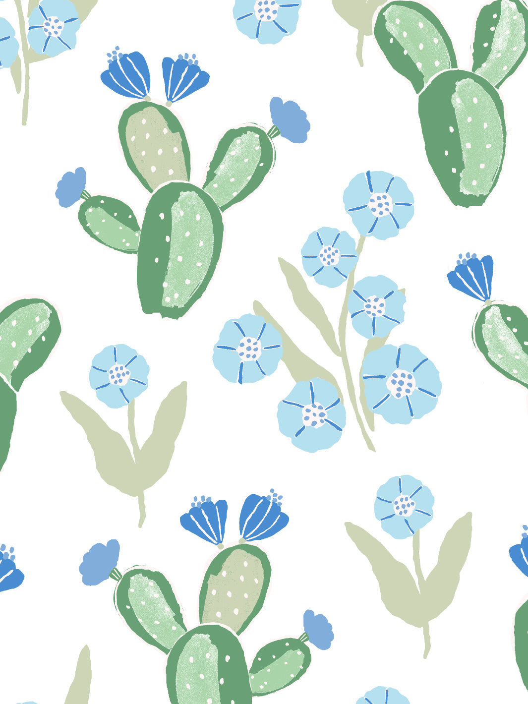 'cactus Floral' Wallpaper By Tea Collection - Baby Blue