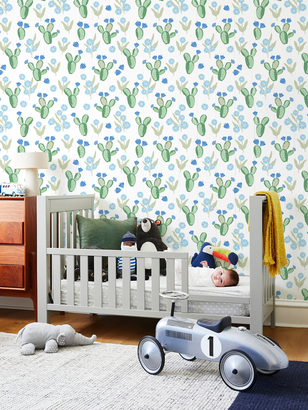 'cactus Floral' Wallpaper By Tea Collection - Baby Blue