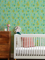 'cactus Floral' Wallpaper By Tea Collection - Pink Yellow