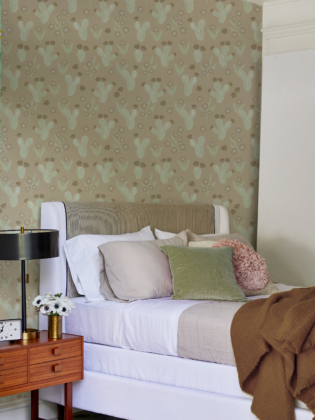 'cactus Floral' Wallpaper By Tea Collection - Taupe