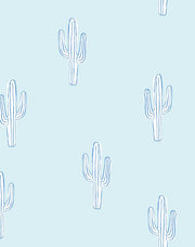 'cactus' Wallpaper By Tea Collection - Pale Blue