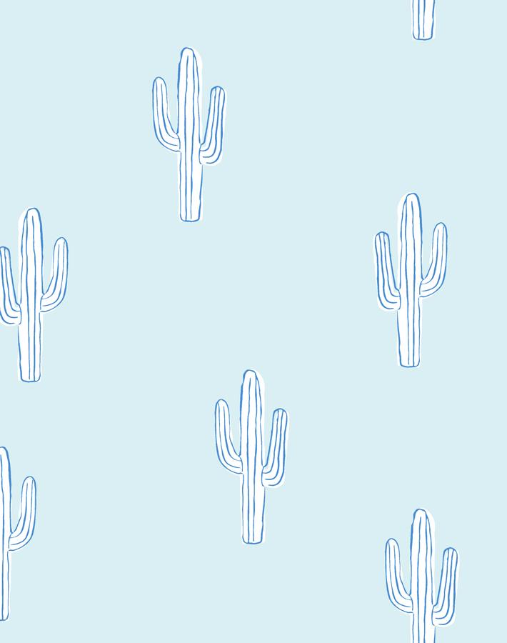'cactus' Wallpaper By Tea Collection - Pale Blue