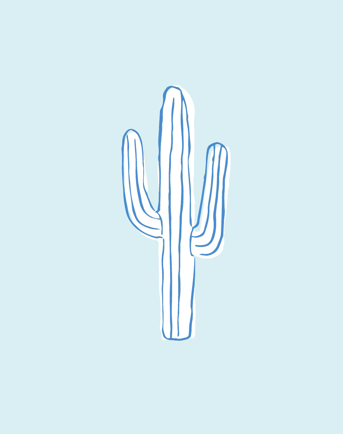 'cactus' Wallpaper By Tea Collection - Pale Blue