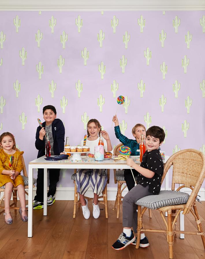 'cactus' Wallpaper By Tea Collection - Lavender