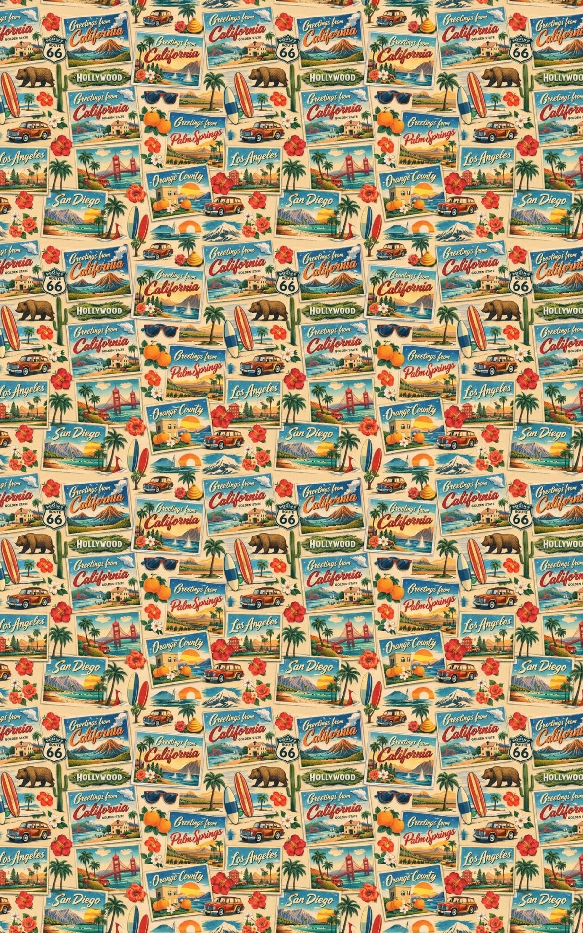 California Postcard Memories Wrapping Paper