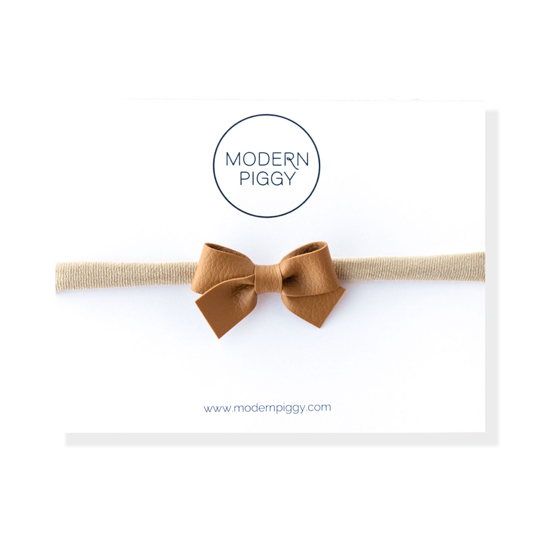 Camel | Leather Baby Bow